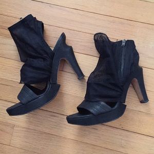 LD Tuttle Mesh Bootie High Heels Black Size 41